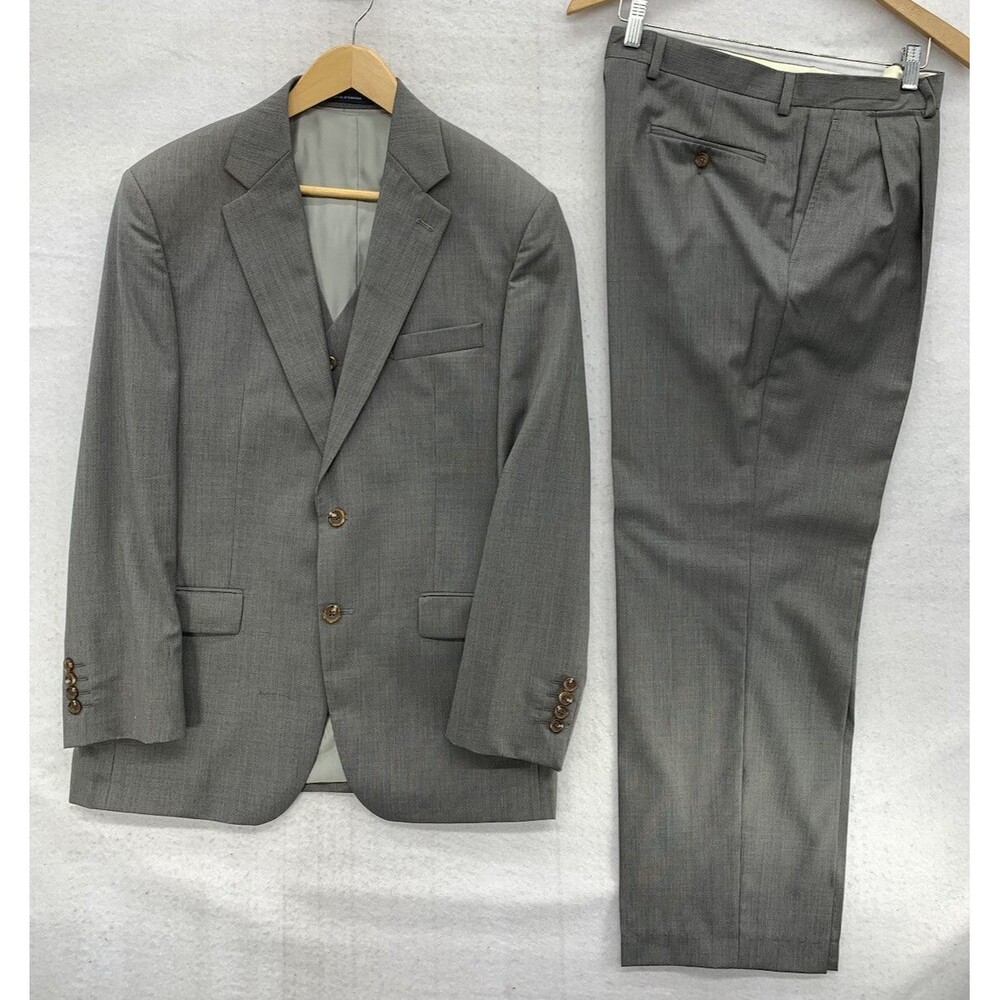 Ralph Ralph Lauren 3 Piece Suit Gray Mens Jacket 40R Pants 35X29 Vest 41 in
